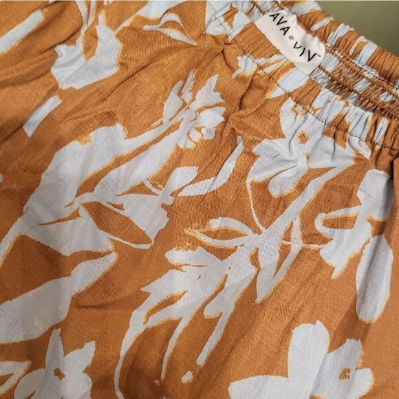 NWT Ava & Viv Ruffle Off the Shoulder Blue & Gold Top size 2X - Picture 2 of 6